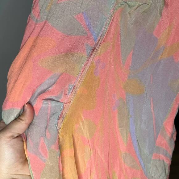 VEDA Multi Corazon Maxi XL Short Sleeve Double-V Neck Empire Smocked Pastel M - Picture 14 of 16